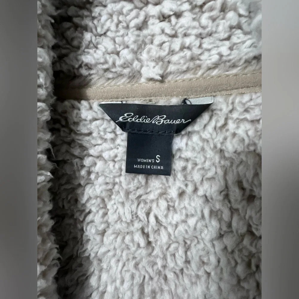 Eddie Bauer Open Front Sherpa Soft Fuzzy Vest Lag… - image 4